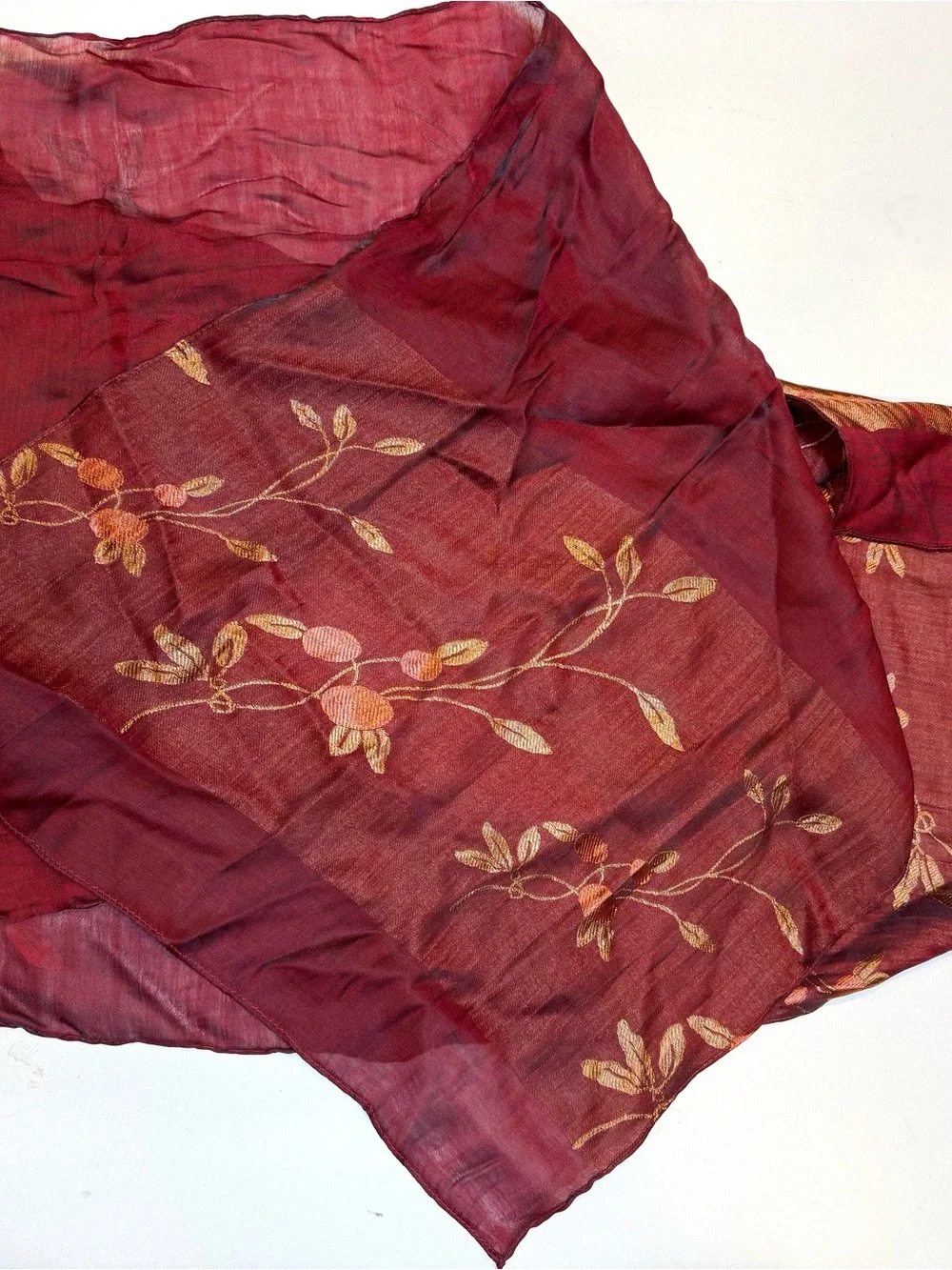 Elegant Red and Gold Floral Women's Scarf